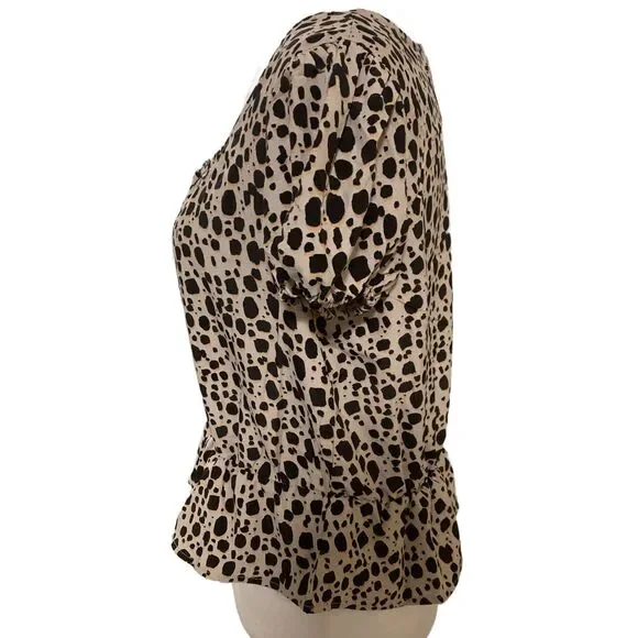 Sanctuary | Meet You There Animal Print Short Sleeve Flattering Top Size Small - Picture 5 of 8